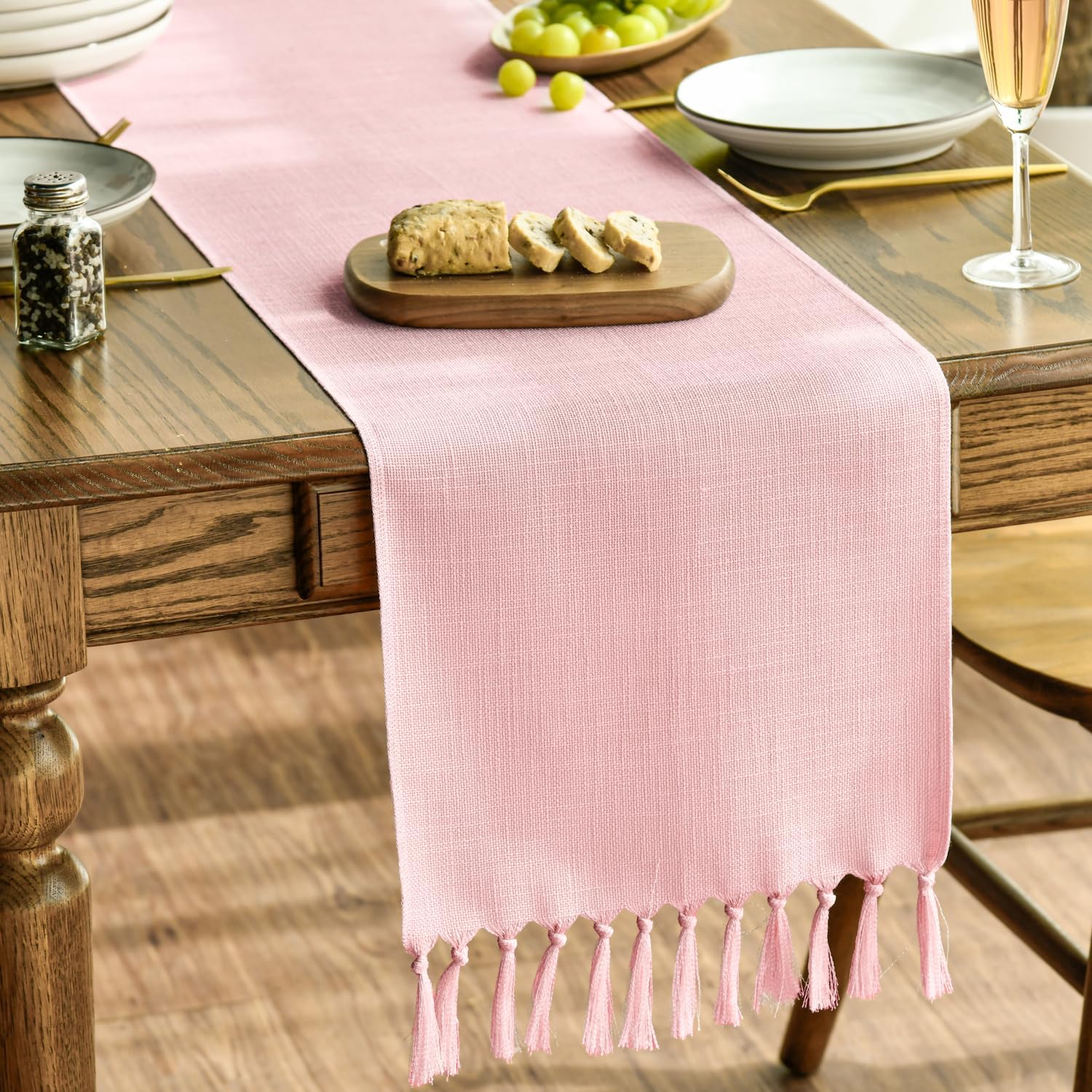 Artoid Mode cubre-mesa borlas rosado, lino mezcla: protección elegante para la mesa.
