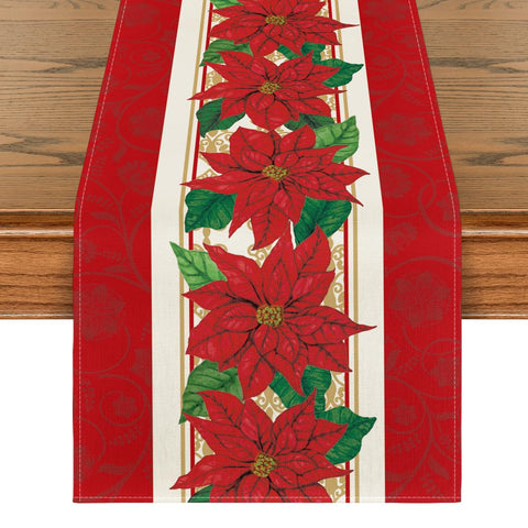 Artoid Mode cubre-mesa poinsettia acuarela, ideal para fiestas festivas.