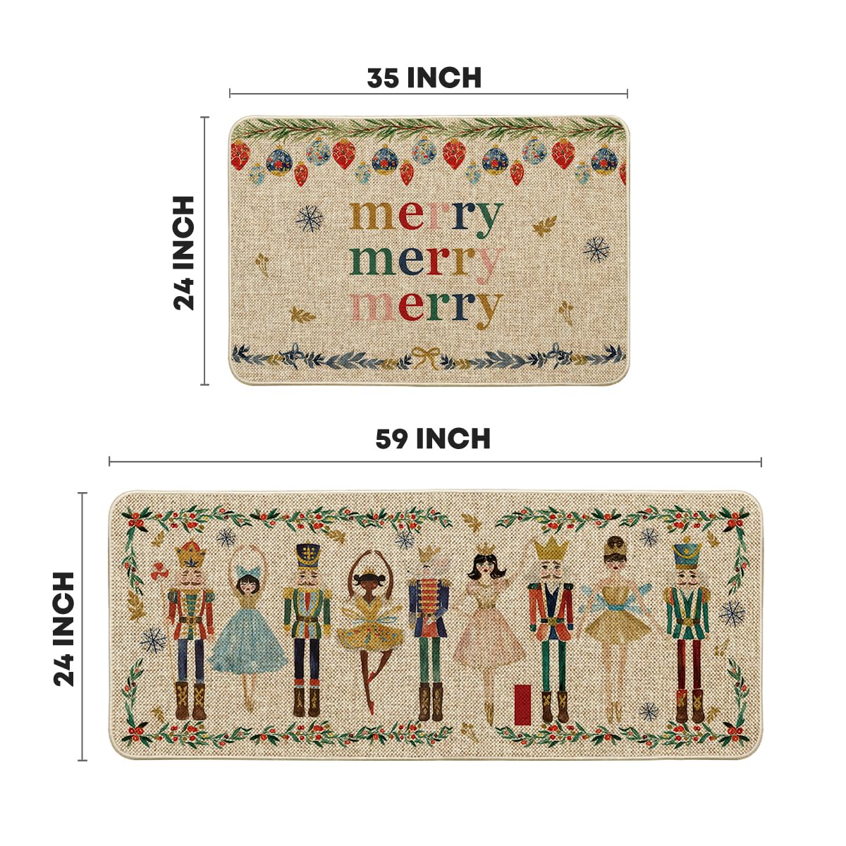 Artoid Mode tapete navideño 24x35, patrón acuarela, ideal para cocina y pasillo.