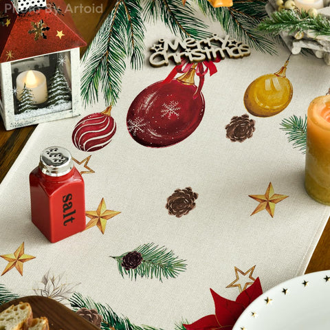 Artoid Mode diseño con bolas navideñas, crea ambiente festivo en la cena.