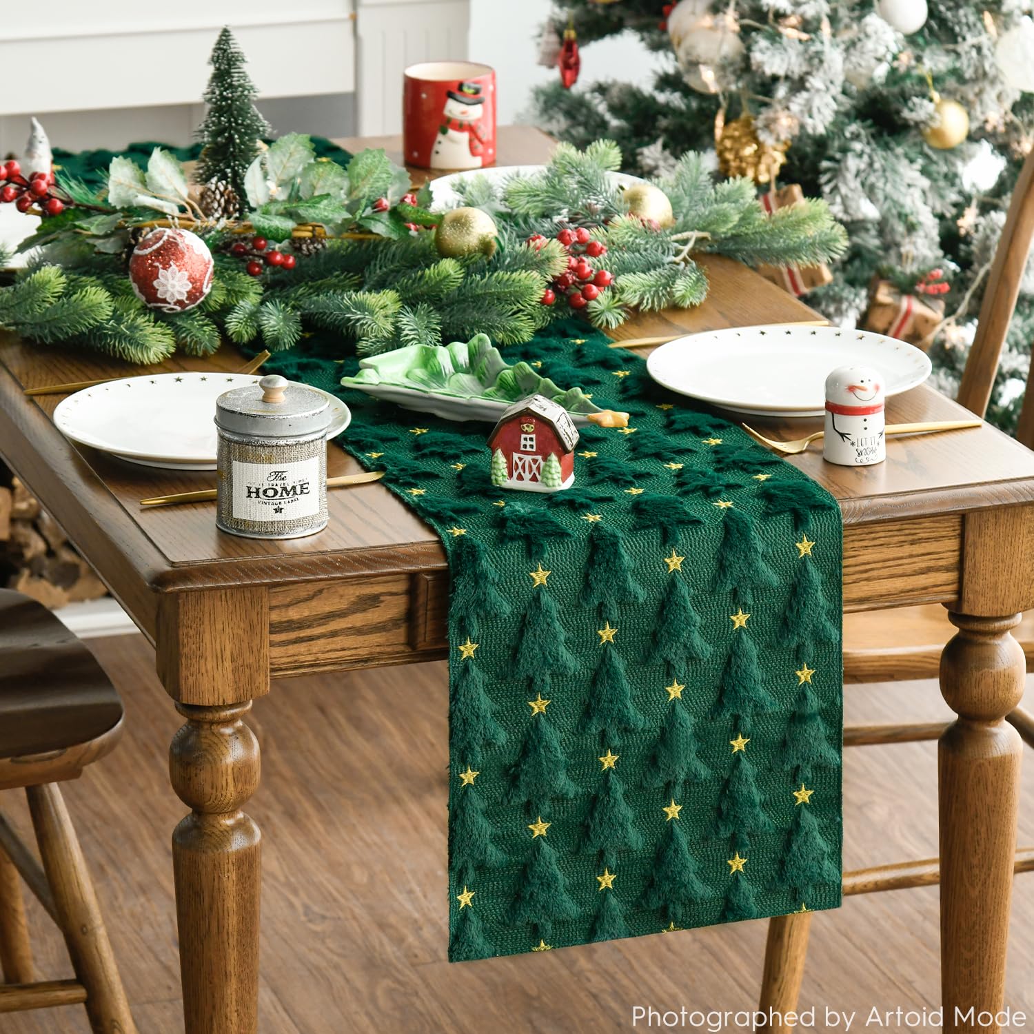 Artoid Mode diseño estrellas Navidad verde, añade estilo festivo a la mesa