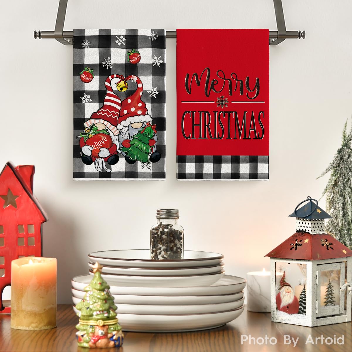 Toallas Artoid Mode diseño navideño gnomo, para secar platos con estilo