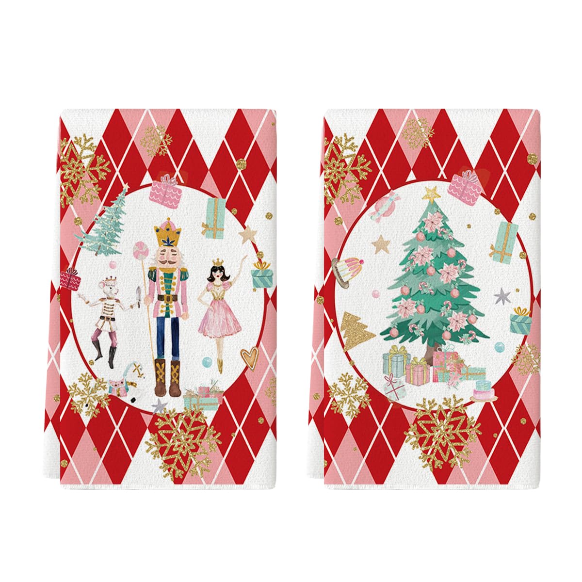 Toallas Artoid Mode con duendes rojos y árbol navideño, suaves y absorbentes para secar platos