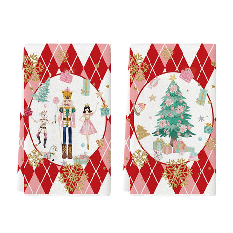 Toallas Artoid Mode con duendes rojos y árbol navideño, suaves y absorbentes para secar platos