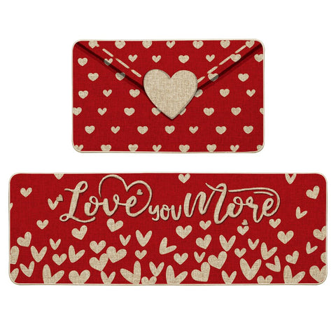 Alfombra de cocina Artoid Mode Envelope Love You More, diseño de corazones para entrada con estilo.