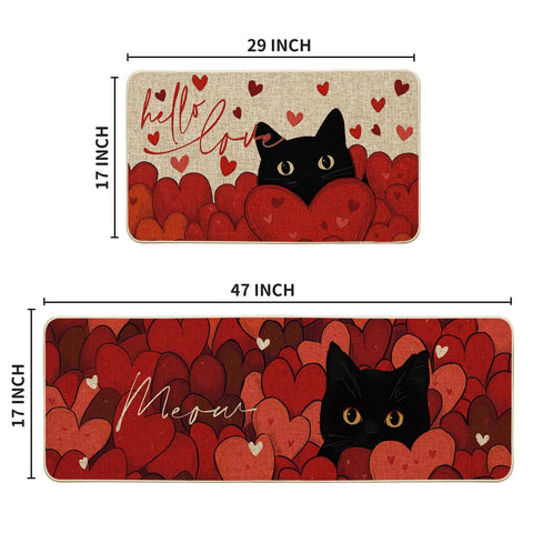 Alfombrilla Artoid Mode con patrón felino, antideslizante y cómoda para cocinar.