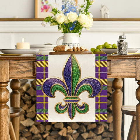 Artoid Mode Iris Rayas Mardi Gras, diseño vibrante para decorar tu mesa