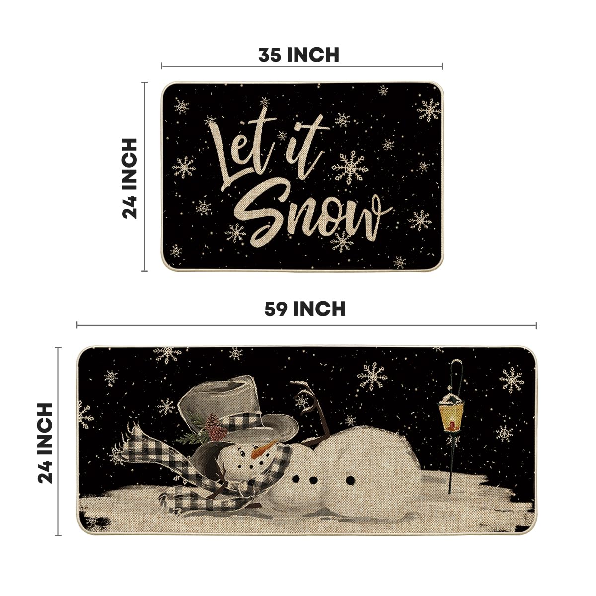 Let It Snow con copos brillantes para un toque navideño acogedor.
