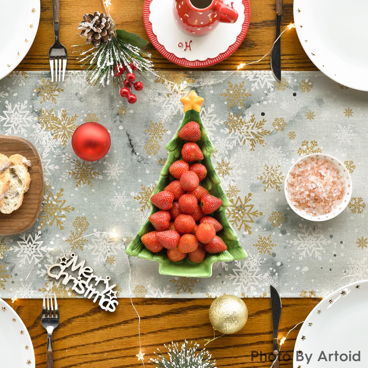 Artoid Mode mantel acuarela copos de nieve, perfecto para eventos y celebraciones