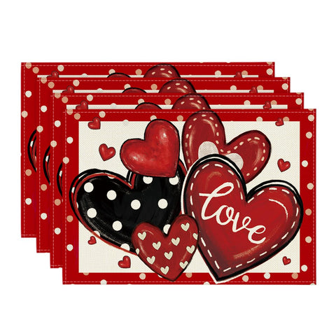 Manteles individual Artoid Mode con corazón rojo, ideal para cenas románticas.