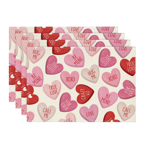 Manteles individuales Artoid Mode con corazón rosa, ideal para fiestas y cenas.