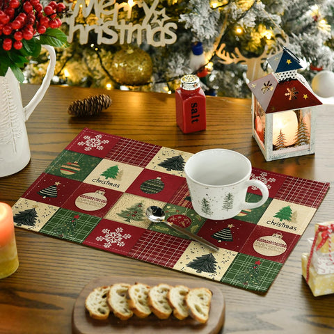 Mantel individual Artoid Mode con diseños estelares; estilo festivo para comidas en casa.