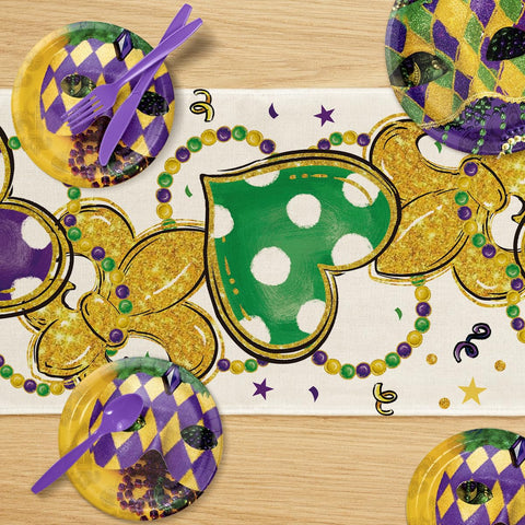 Artoid Mode Iris – mantel 13x72 para decorar y proteger la mesa en eventos Mardi Gras.