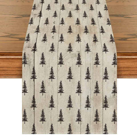 Artoid Mode mantel navideño de madera con árbol, ideal para cenas festivas.
