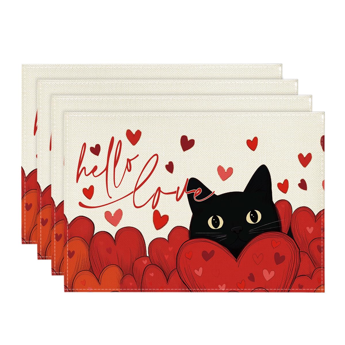 Manteles Artoid Mode Hello Love Gato Corazón, aportan elegancia y protección a la mesa