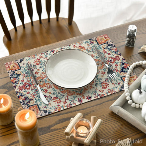 Mantel bohemio Artoid Mode naranja y azul verdoso para fiestas y reuniones