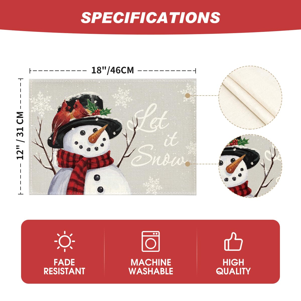 Artoid Mode Let It Snow manteles, aptos para uso interior y exterior.