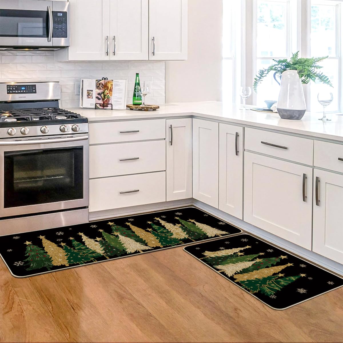 Alfombra Artoid Mode con árboles navideños, decoración festiva para pasillo o cocina