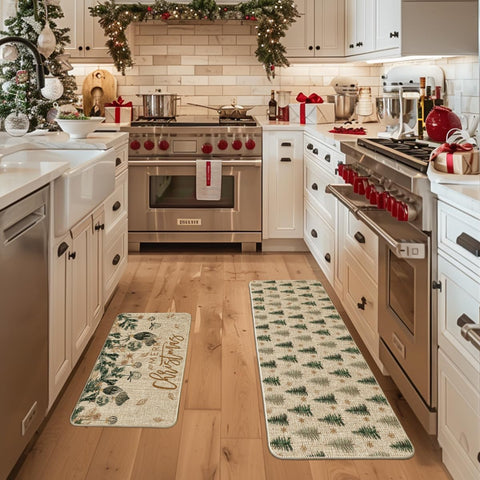 Alfombrilla Artoid Mode con diseño navideño para cocina, protege el piso de 17x47.
