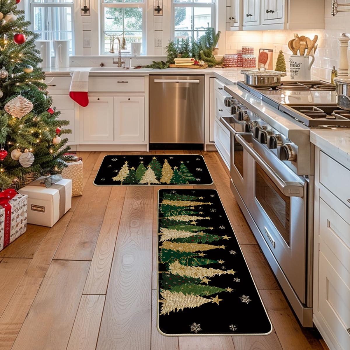 Alfombra Artoid Mode para cocina con copos de nieve, piso amplio y fácil limpieza