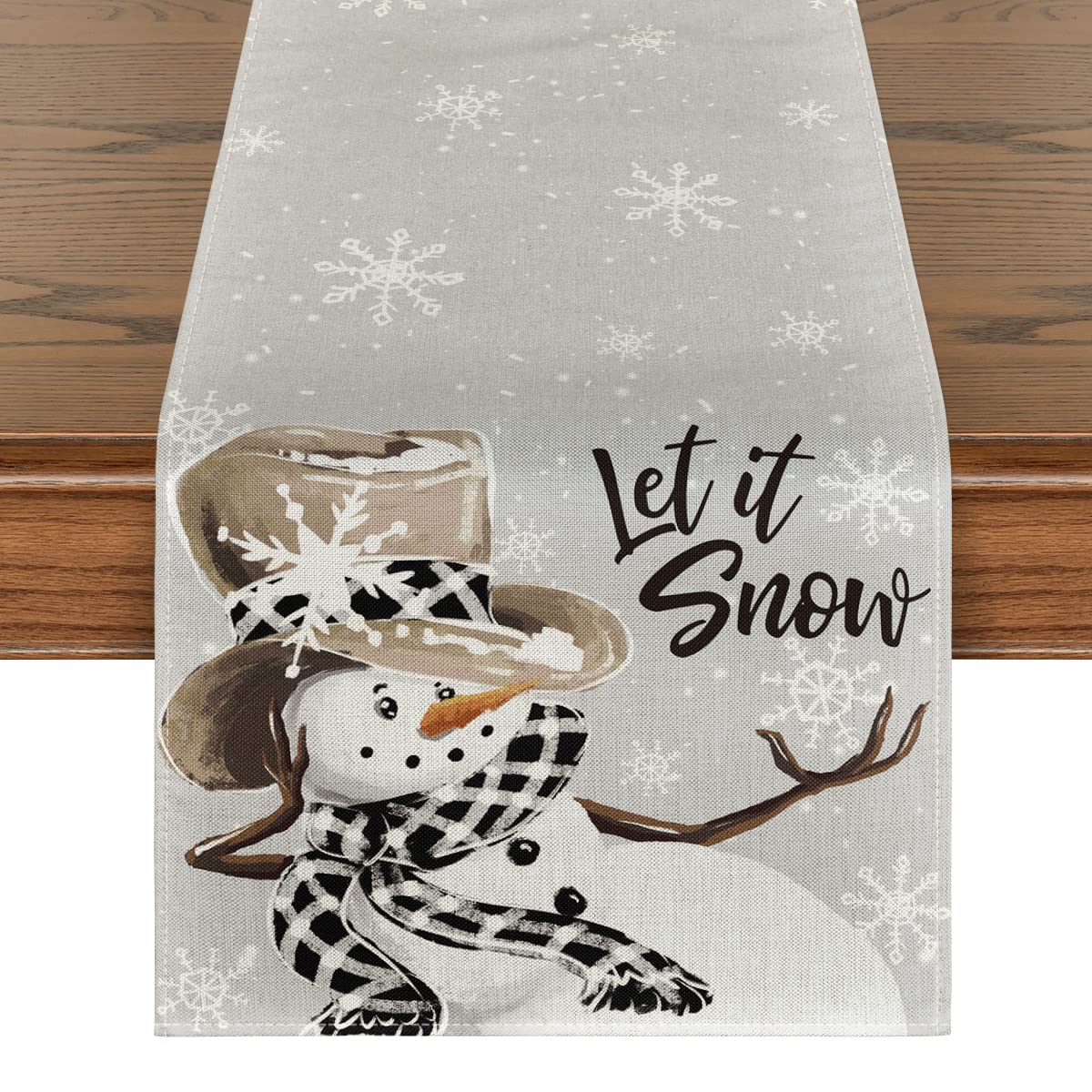 Artoid Mode muneco-nieve gris: corredor de mesa elegante y resistente para fiestas.