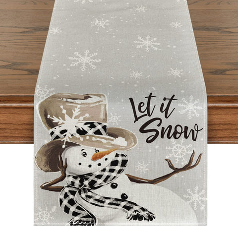 Artoid Mode muneco-nieve gris: corredor de mesa elegante y resistente para fiestas.