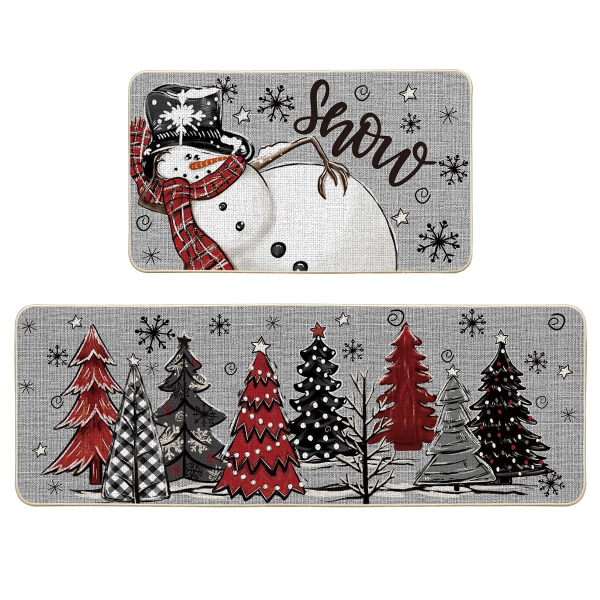Artoid Mode muñeco de nieve gris, tapete navideño de cocina, protección antideslizante para el piso.