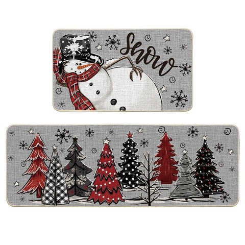Artoid Mode muñeco de nieve gris, tapete navideño de cocina, protección antideslizante para el piso.
