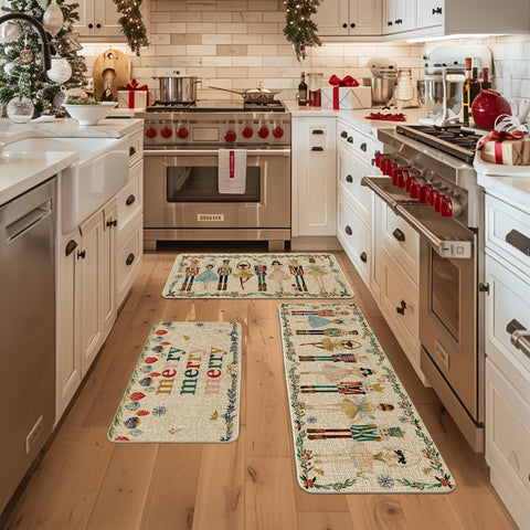 Artoid Mode Nutcrackers alfombra de cocina, patrón acuarela para proteger el suelo
