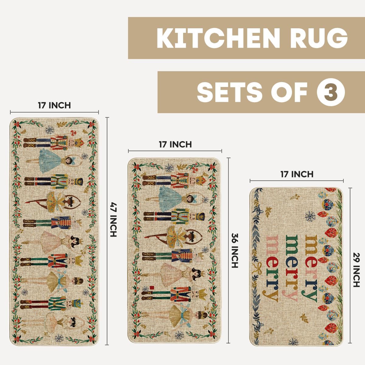Artoid Mode Nutcrackers tapete 17x36, ideal para cocina y pasillos