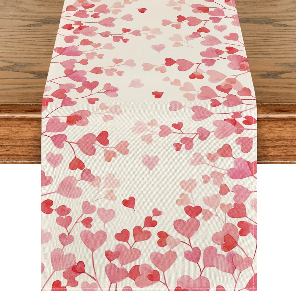 Artoid Mode Pink Love, camino de mesa rosa 13x90, protege la mesa y decora.