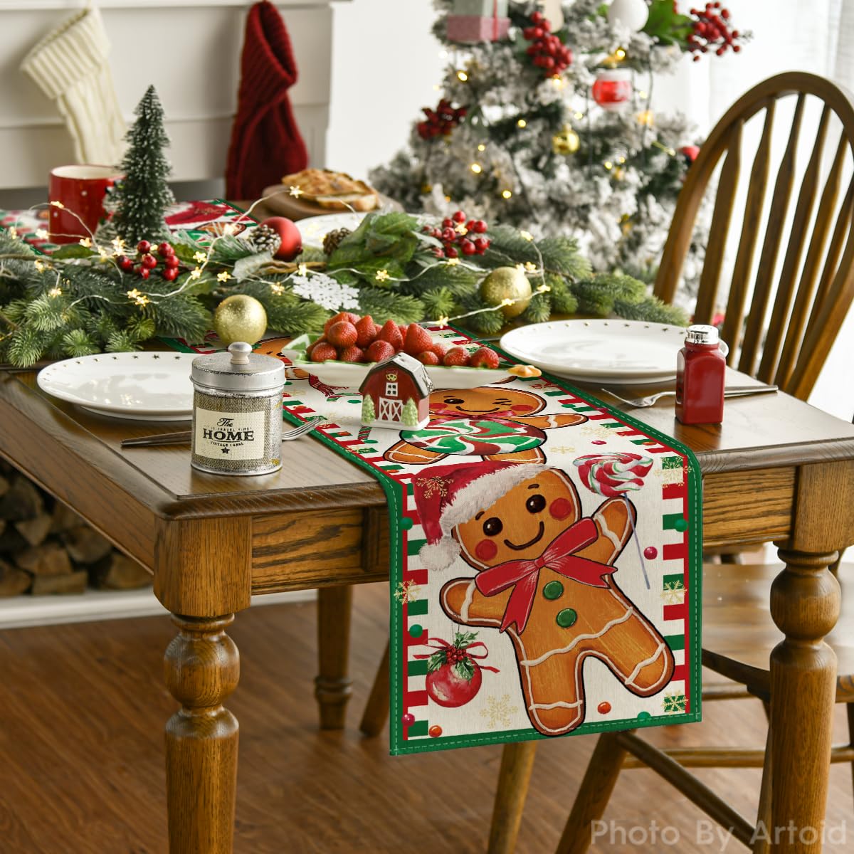 Protector de mesa Artoid Mode colores navideños para cenas festivas