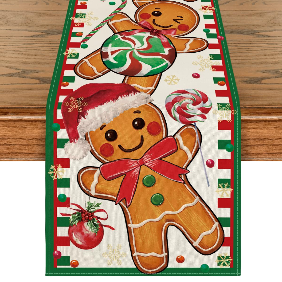 Protector de mesa Artoid Mode con pan de jengibre y bastones de caramelo para fiestas