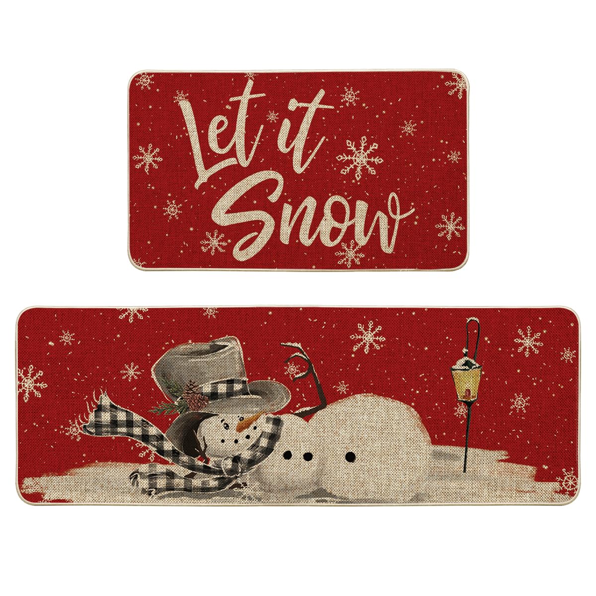 Artoid Mode Red Let It Snow alfombra con copo de nieve para decorar y proteger el piso.