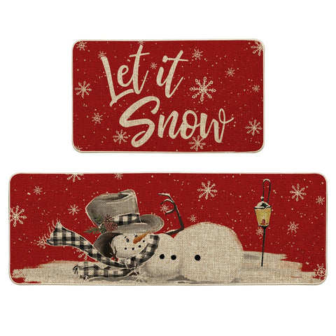 Artoid Mode Red Let It Snow alfombra con copo de nieve para decorar y proteger el piso.