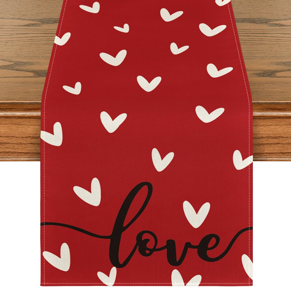 Artoid Mode Red Love camino de mesa, textura duradera para uso diario.