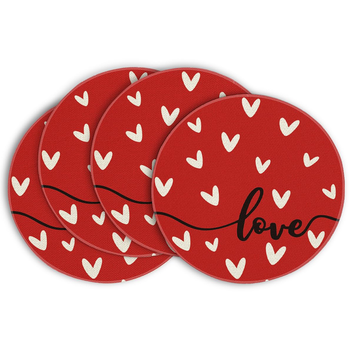 Artoid Mode Red Love salvamanteles redondo de 14 pulgadas protege la mesa con estilo.