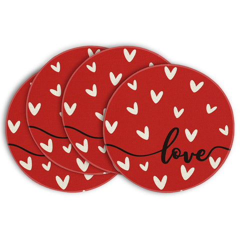Artoid Mode Red Love salvamanteles redondo de 14 pulgadas protege la mesa con estilo.