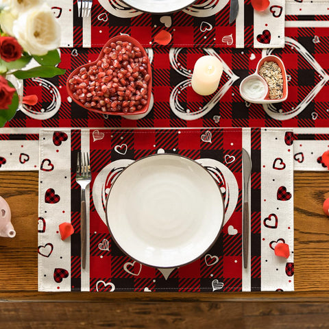 Manteles para regalo Día de la Madre en tono rojo y negro