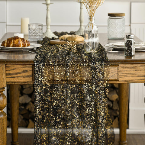 Artoid Mode runner de mesa brillo metalico dorado, añade elegancia a eventos.