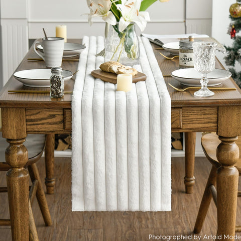 Runner de mesa Artoid Mode marfil jacquard, protege la superficie y eleva la decoración