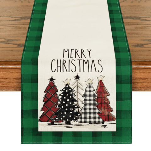 Artoid Mode runner navidad acuarela verde negro para mesa decorativa
