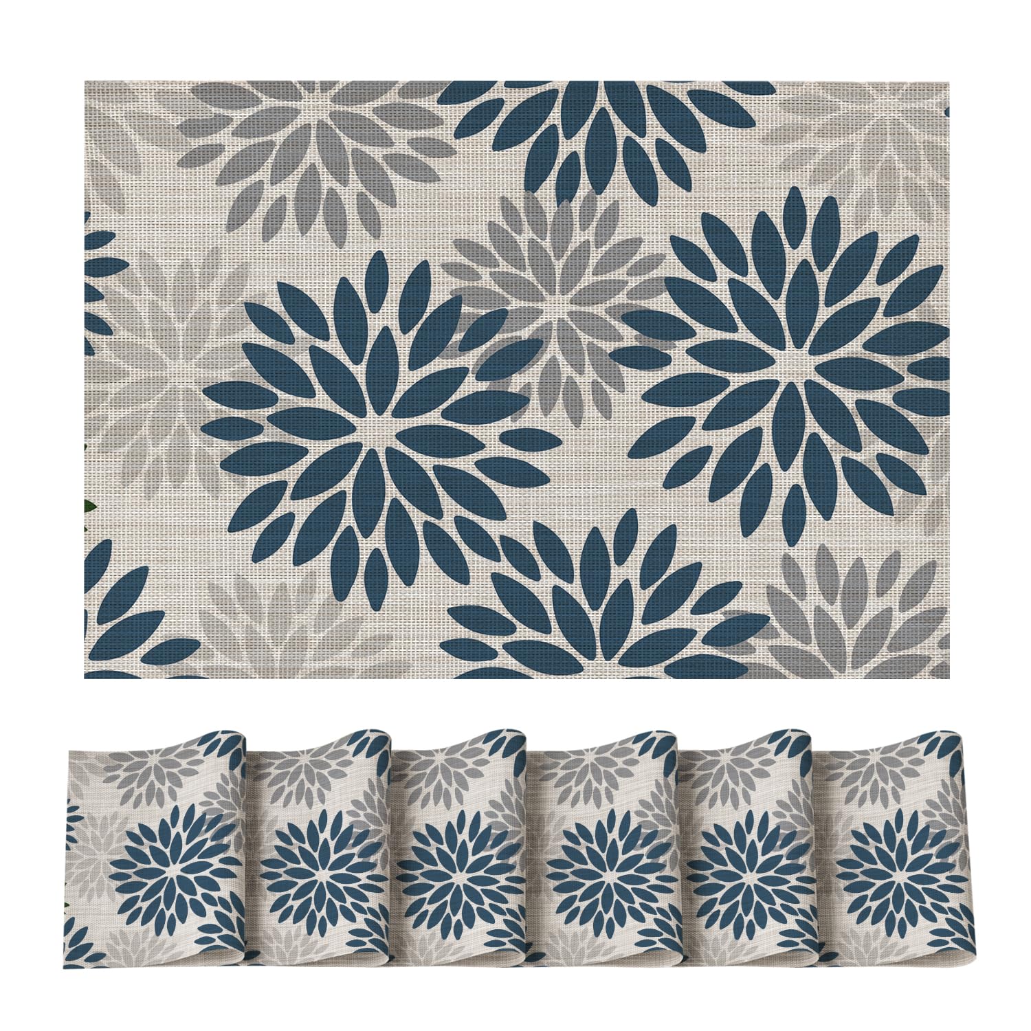 Artoid Mode salvamanteles vinilo florales azul gris protegen la mesa