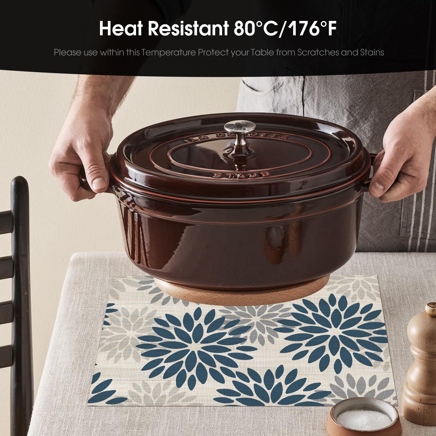 Salvamanteles lavables Artoid Mode vinilo florales para uso diario