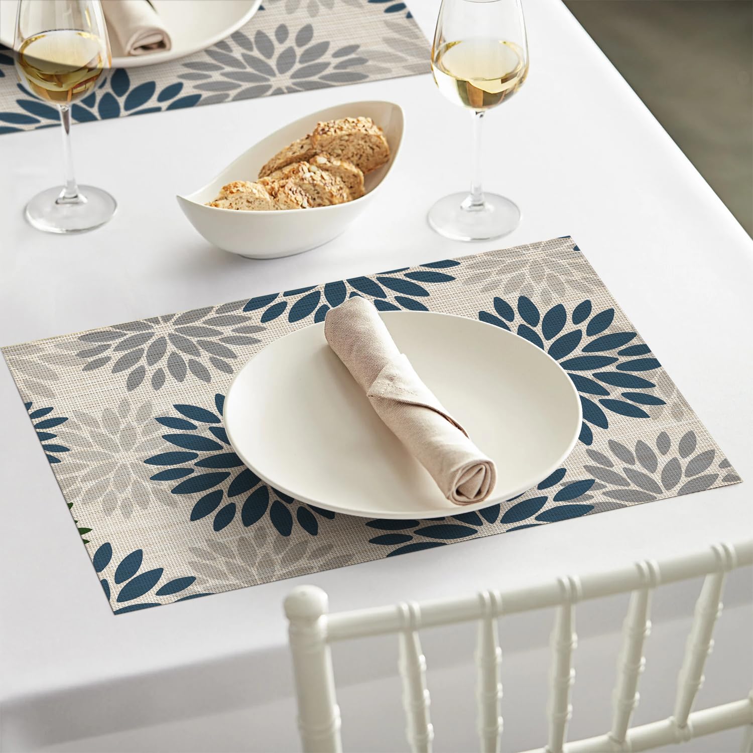 Conjunto de 6 salvamanteles Artoid Mode vinilo florales para vajilla 12x18 pulgadas