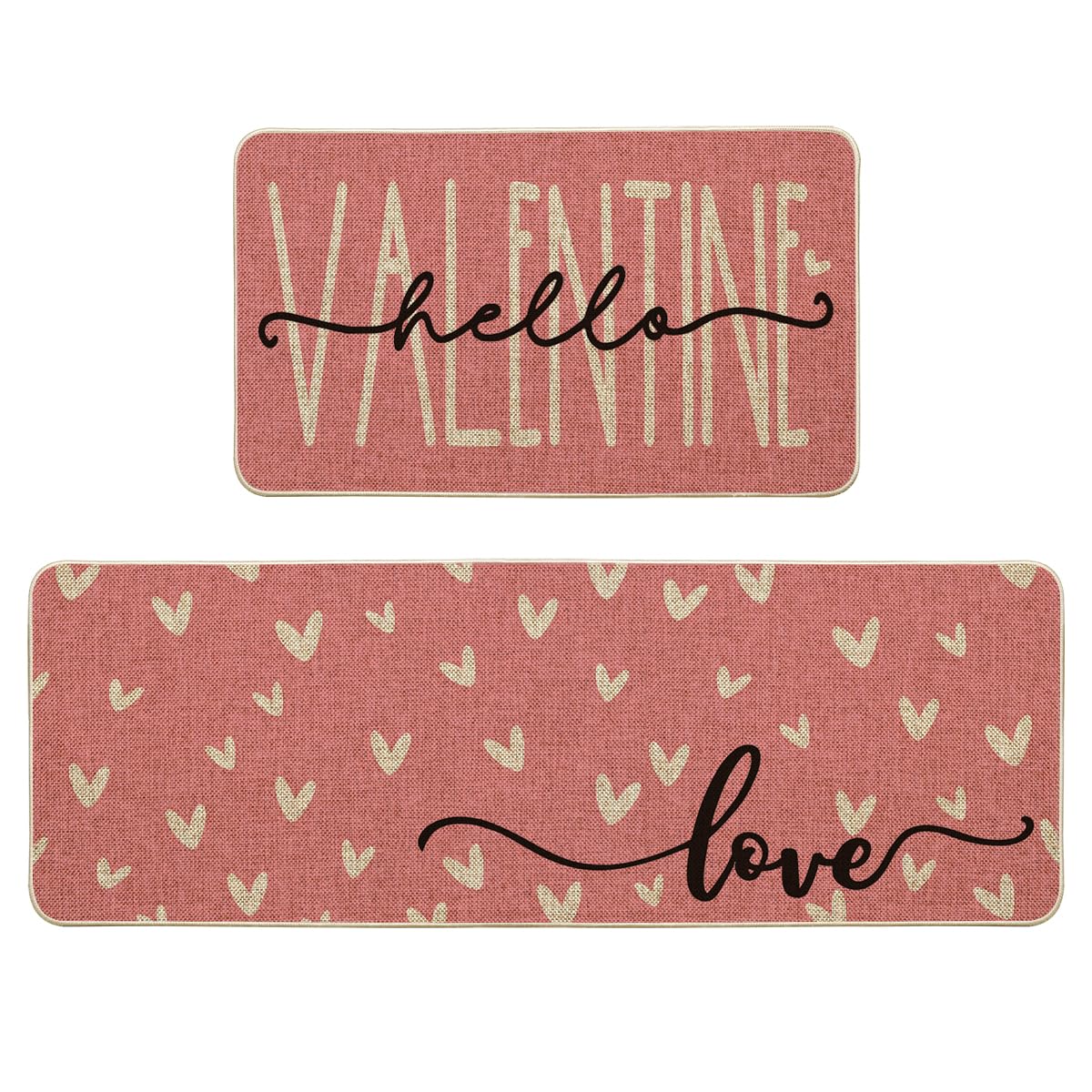 Tapete Artoid Mode Corazón Rosa Bienvenida para cocina, decorativo y antideslizante.