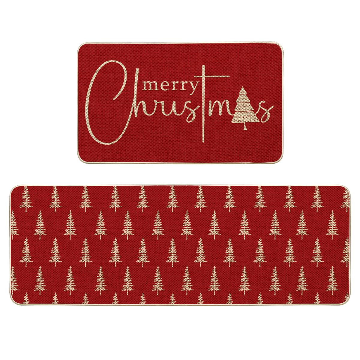 Alfombrilla Artoid Mode con árbol navideño roja para cocina, ideal para entrada y comedor.