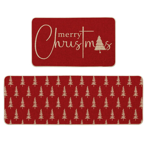 Alfombrilla Artoid Mode con árbol navideño roja para cocina, ideal para entrada y comedor.