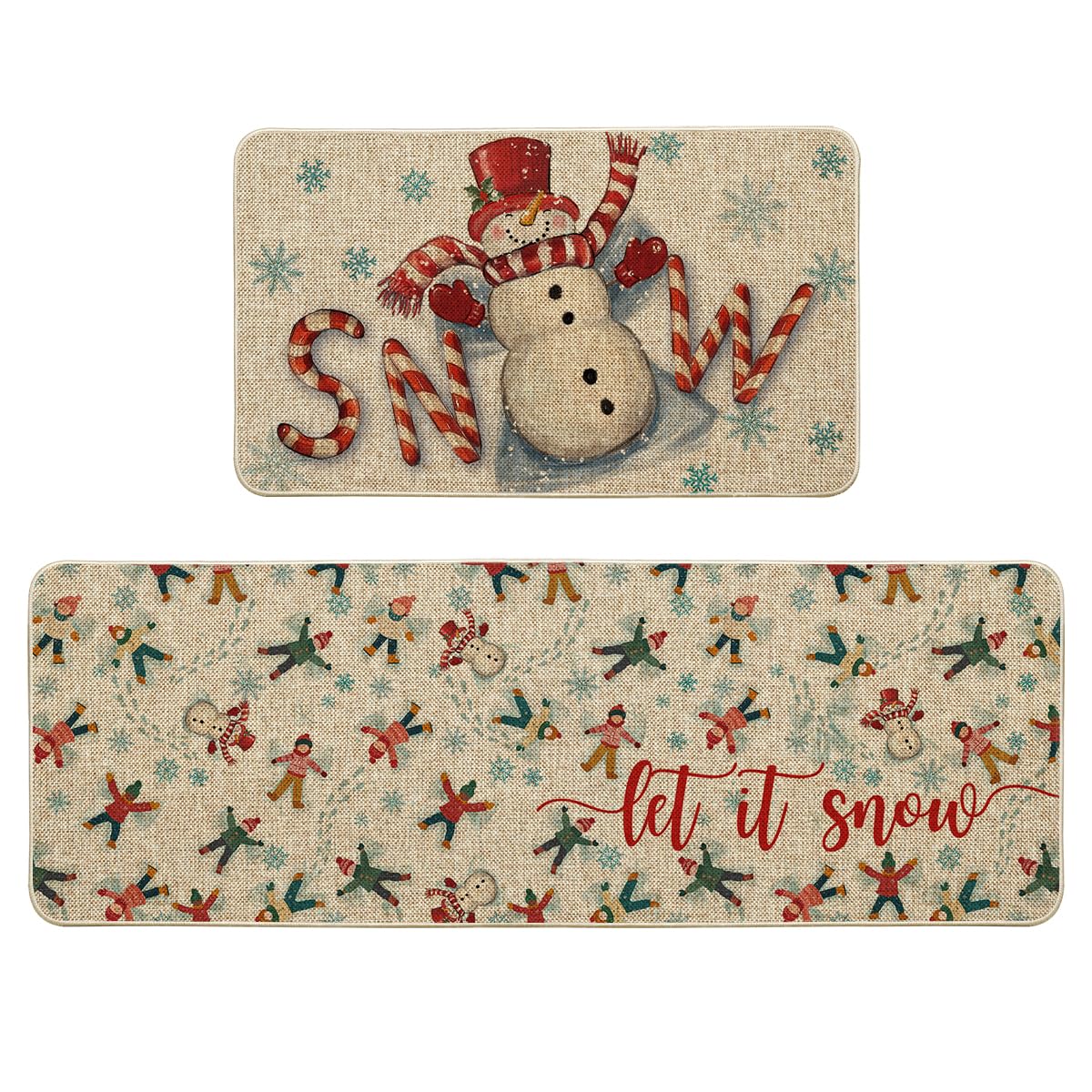 Artoid Mode tapete navideño de cocina con muñeco de nieve y bastón de caramelo