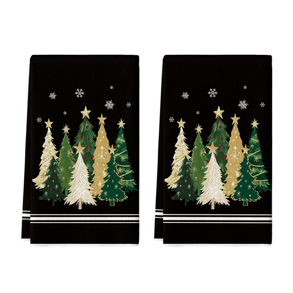 Toallas Artoid Mode con diseño de árbol navideño negro para secar y limpiar superficies